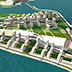 Preliminary Study and "Vertical Accents" Second Option of Real Estate Proposal for the Peninsula area of the Amador Master Plan. Panama City.